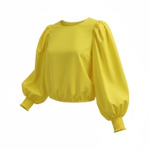 Alice + Olivia Yellow Puff Sleeve Blouse